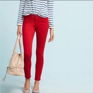 AG Adriano Goldschmied The Abbey Ankle Mid-Rise Skinny Jeans Red Size 26